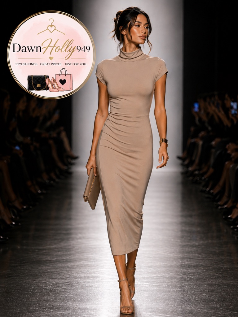 Forever 21 Taupe Turtleneck Midi Dress